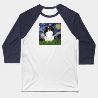 Japanese Chin in Starry Night Adaptation Baseball T-Shirt